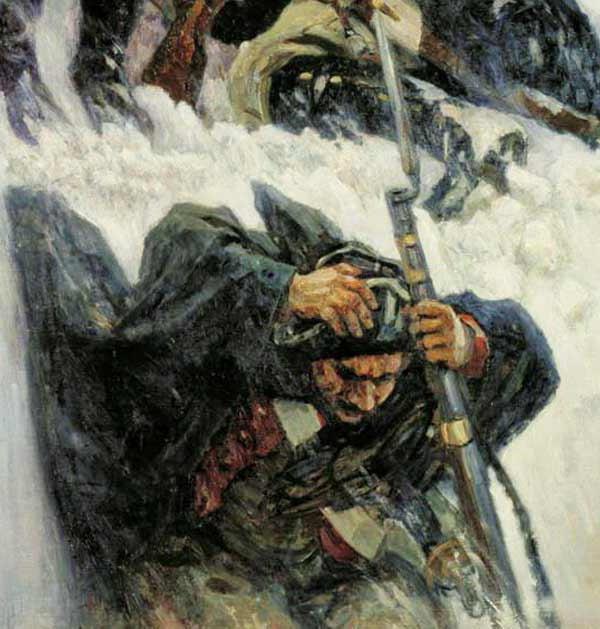 Surikov Suvorov, der die Alpen kreuzt