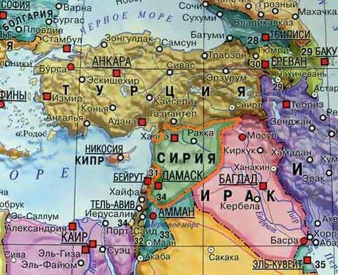 Länder an der Grenze zu Syrien